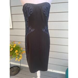 Diane Von Furstenberg Size 14 Strapless Corset‎ Evening Cocktail Dress Black